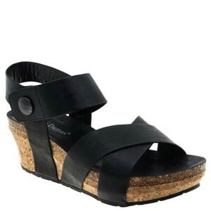 Pierre Dumas Chantal 4 Black Wedge Open Toe Sansals Size 9